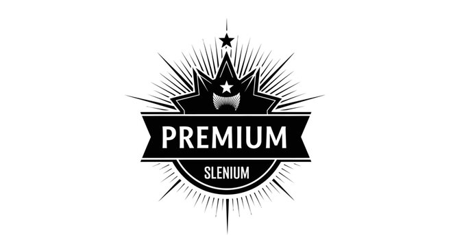 Premium Quality Emblem Starburst Badge Vector Illustration