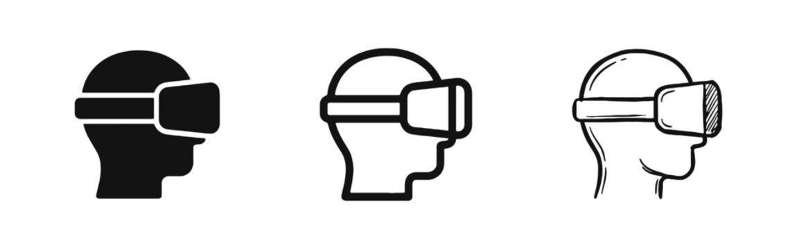 Virtual Reality VR Headset Profile Icon Set
