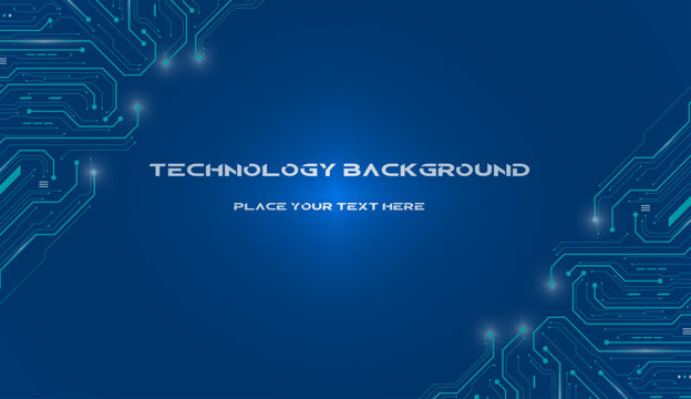 Sleek glowing circuit board pattern on blue for advanced digital technology backdrop design
