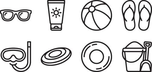 Simple line icons set of sports and fitness equipment vector Vector © Runa