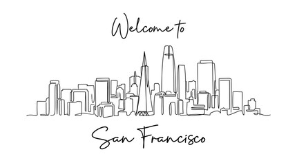 Fototapeta premium San Francisco Skyline Illustration: Minimalist Line Art