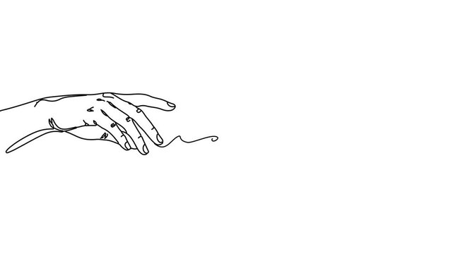 Animation of line drawing of two hands reaching toward each other symbolizing equality and unity.
