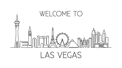 Obraz premium Welcome to Las Vegas Skyline Single Line Drawing Art