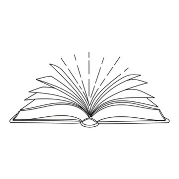 Open Book Line Art Icon, Reading and Knowledge Concept