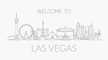 Naklejka premium Las Vegas Skyline Silhouette - Welcome to Las Vegas Text