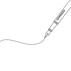 Obraz premium Minimalist Fountain Pen Drawing on Blank White Background