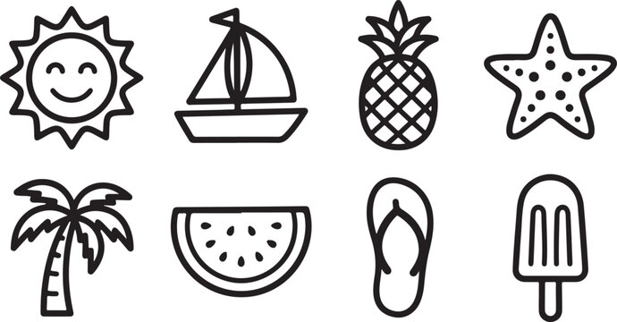 Vector icons of smiley faces and emojis in flat style Vector