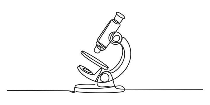 Continuous one line drawing of a scientific microscope