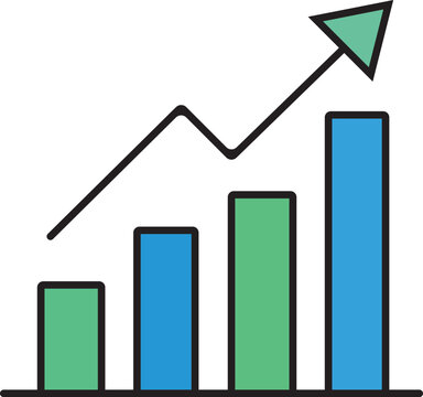 Business Growth Chart with Upward Arrow Vector Icon