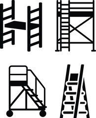 set of black silhouettes of a ladder © rana