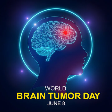 Brain tumor awareness, World Brain Tumor Day, human head with brain