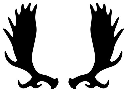 Moose large antlers silhouette in minimalist wildlife vector illustration artwork style