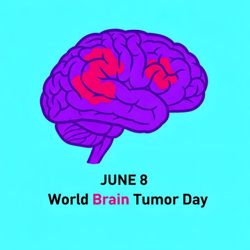 3D Rendered Human Brain with Tumor Highlight on World Brain Tumor Day Awareness Background