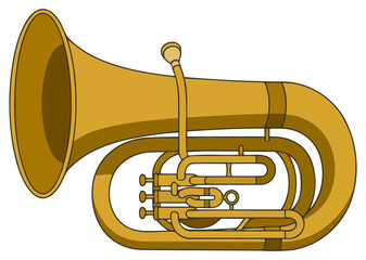Obraz premium Euphonium golden brass musical instrument vector illustration for orchestra music themed projects