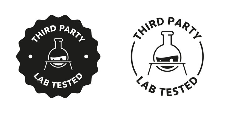 Third Party Lab Tested. Vector stamps for product information labeling on package or box.