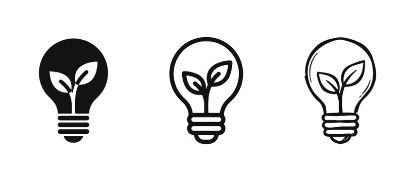 Eco Idea Concept with Light Bulb and Plant Leaf Icon