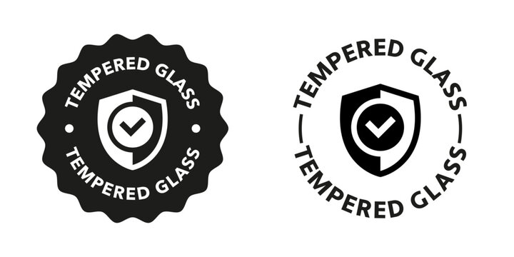 Tempered glass signs for glass item information labeling.