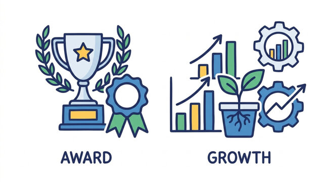 Trophy Award Growth Success Symbol.