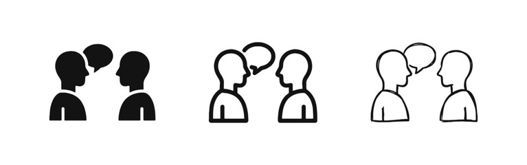 Communication and Dialogue Speech Bubble Icon Set in Glyph, Outline, and Sketch Styles © drawing lines
