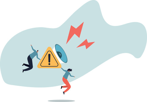 Attention message announcement, important communication or advertisement, beware warning, careful symbol or urgent notification . human life and situation.vector illustration.