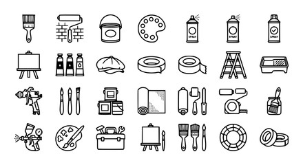 Painting tools icon collection with editable art and paint vector illustrations © Jasim