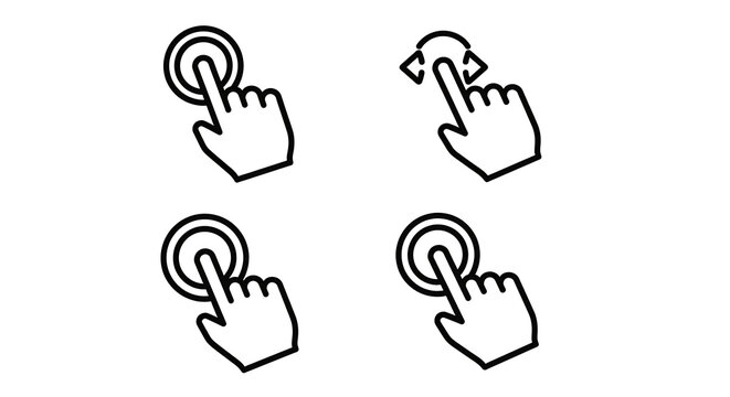 Hand tapping touch screen with finger icon
