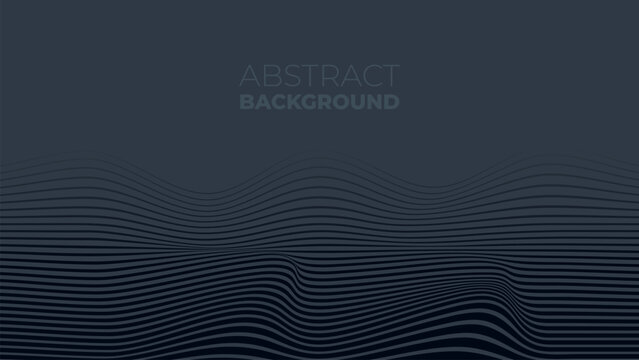 A dark blue abstract background featuring flowing wavy lines creating a sense of depth and movement.