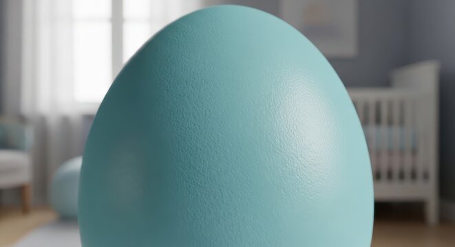 Close-up on a textured light blue eggshell surface with a matte finish, showing subtle details