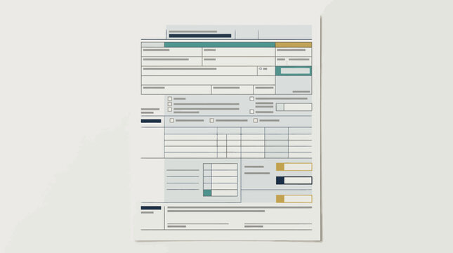 Generic business document form with placeholder text in flat vector style