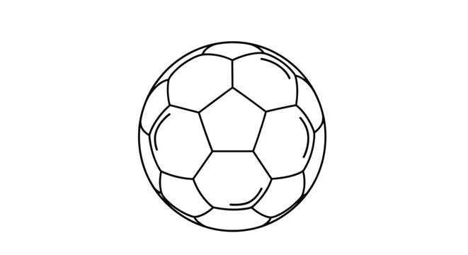 Classic soccer ball featuring pentagonal and hexagonal panel patterns, depicted as a simple black and white line drawing for sports themes.