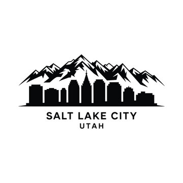 salt lake city skyline silhouette with mountains utah