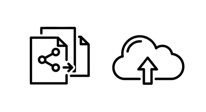 File sharing and cloud upload icons document transfer and data storage symbols storage icon share icon internet icon network icon storage solution