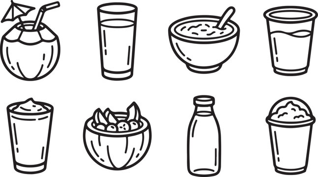 Vector illustration of eight water containers and jugs isolated Vector