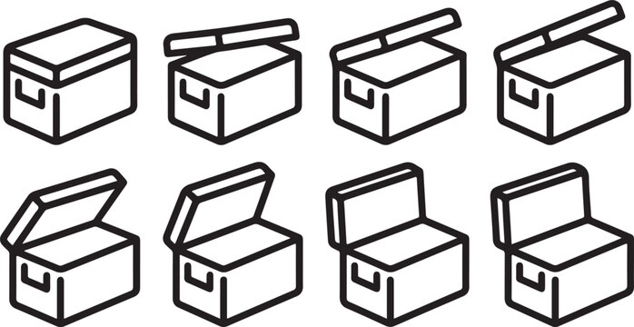 Set of eight 3d cubes with cut corners in black and white vector style Vector