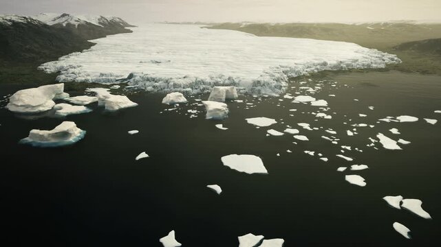 Dense Antarctic floe field from above, overhead survey shot capturing clustered ice pieces, highdensity patterning on dark water ideal for mapping, research,
