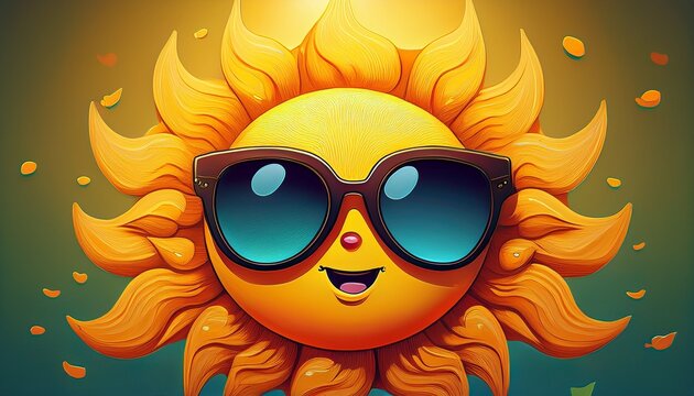 cute funny sun with sunglasses
