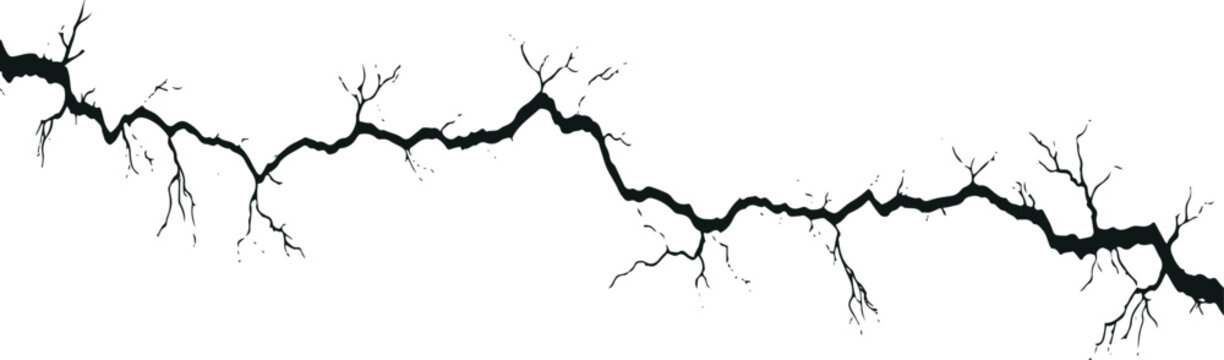 Horizontal black crack pattern on white background