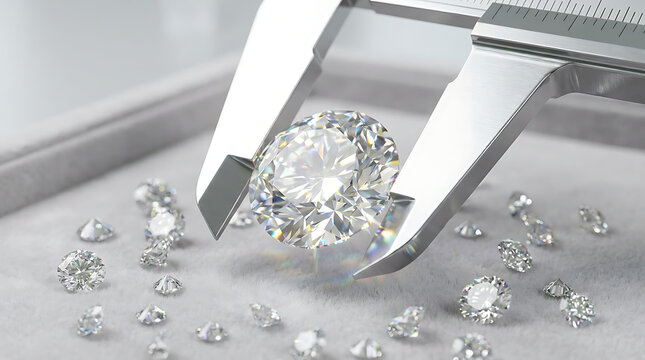 Precision Measurement of a Large Diamond with a Caliper Surrounded by Smaller Diamonds