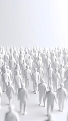 Naklejka premium Dense crowd of white 3D human figures standing together.