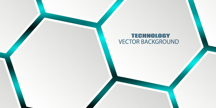 White 3d hexagonal technology vector abstract background. Blue bright energy flashes under hexagon in modern technology futuristic background vector illustration. White honeycomb texture grid.