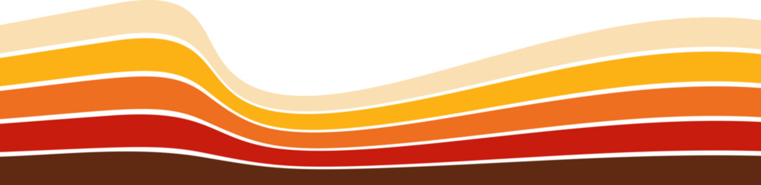Abstract striped gradient wave forming retro banner shape. Divider section for digital layouts and website design.