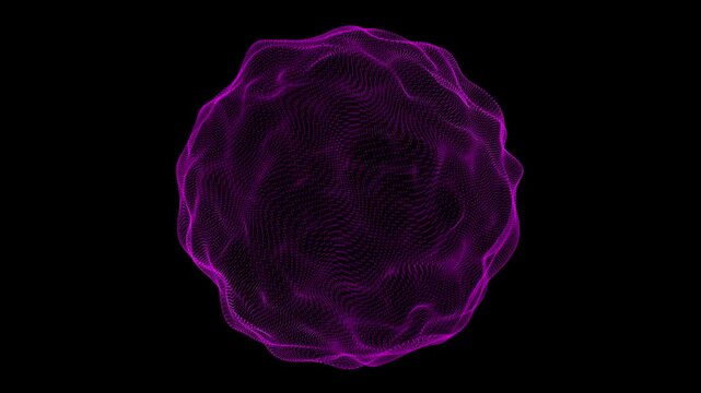 Abstract purple digital wireframe sphere with intricate patterns