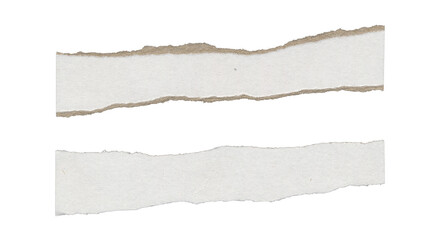 Naklejka premium Set of two wide torn paper strips on transparent background