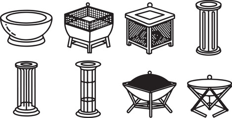 Vector illustrations of coffee cups and mugs on stands Vector © Runa
