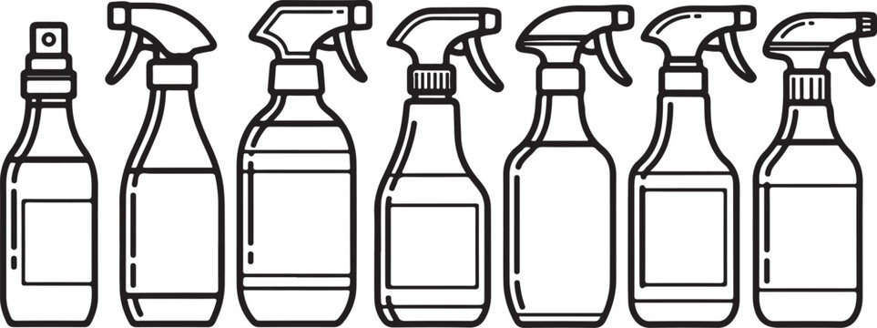 Line art bottles with caps set vector isolated Vector