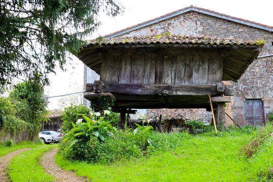 Traditional agricultural building called Horreo in Asturias, Spain
