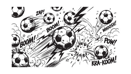 Comic Book Style Soccer Action Illustration with Sound Effects © Anzuman