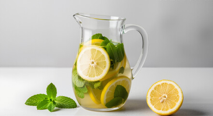 Fototapeta premium Lemonade Pitcher with Mint Summer Drink Refreshment