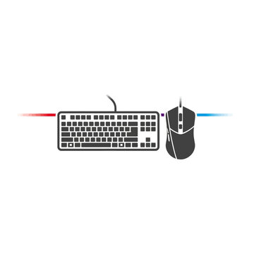 Computer keyboard and mouse graphic design.