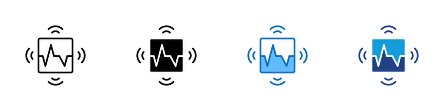 Signal Monitoring Multiple Style Icon Design Vector - Wireless pulse monitor representing signal monitoring, telemetry tracking, and real time equipment diagnostics